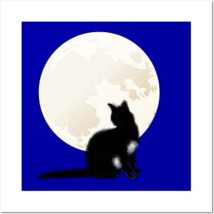 cat in the moonlight gifts Posters and Art